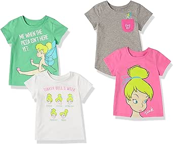 Amazon Essentials Disney | Marvel | Star Wars | Frozen | Princess Girls and Toddlers' Short-Sleeve T-Shirts, Multipacks