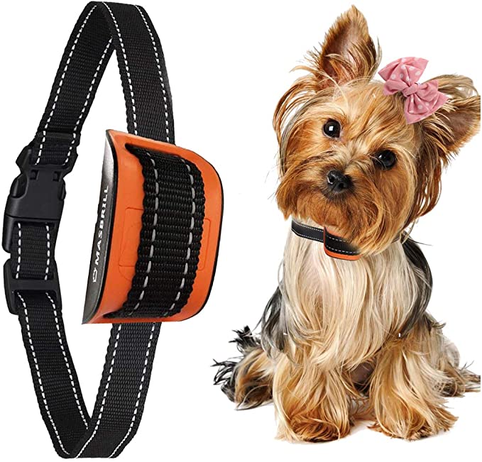 MASBRIL Dog Bark Collar - Upgrade 2020 Safe No Bark Control Device for Tiny Small Medium Dog-Stop Barking by Sound and Vibration- No Shock Human Way-Best Choice for Dog Lovers