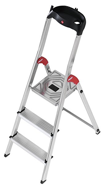 Hailo L60 5_8503-001 Household Safety Step Ladder with 3 Steps - Aluminium
