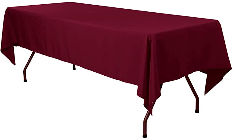 E-TEX Rectangle Tablecloth - 60 x 102 Inch - Burgundy Rectangular Table Cloth for 6 Foot Table in Washable Polyester