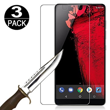 [3 Pack]Essential Phone PH-1 Screen Protector Tempered Glass, [9H Hardness][Ultra Clear][Anti Scratch][Bubble Free]HD Clear Tempered Glass Screen-Protector Film for essential phone ph-1