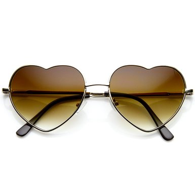 zeroUV - Small Thin Metal Heart Shaped Frame Cupid Sunglasses