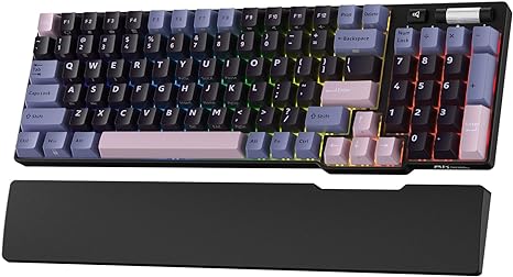RK ROYAL KLUDGE RK96 RGB Limited Ed, 90% 96 Keys Wireless Triple Mode BT5.0/2.4G/USB-C Hot Swappable Mechanical Keyboard w/Wrist Rest, Tactile Pale Green Switches, Black & Pink