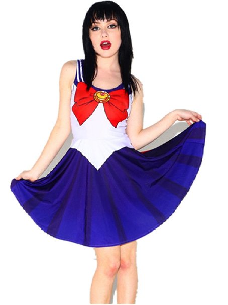 Ninimour- Halloween Digital Print Sailor Moon Classic Skater Dress Clubwear