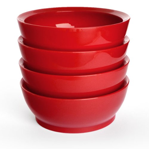 Non-Spill Bowl Set - 28oz - 4 Bowls - Red