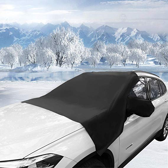 Windshield Snow Cover，and Sun Shade Protector All Weather Winter Summer for Cars Trucks Vans SUVs，Non Scratch Magnetic Keep Your Vehicle Exterior Ice & Snow Free and Clean