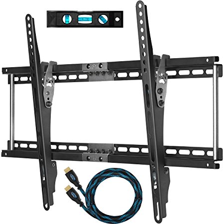 Cheetah Mounts APTMM2B TV Wall Mount Bracket for 20-75" TVs Up To VESA 600 and165lbs, includes a 10' HDMI Cable with Braided Jacket and a 6" 3-Axis Magnetic Bubble Level