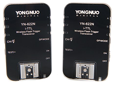 Yongnuo YN-622N-USA i-TTL 2.4-GHz Wireless Flash Trigger Transceiver Pair for Nikon DSLRs, US Warranty (Black)
