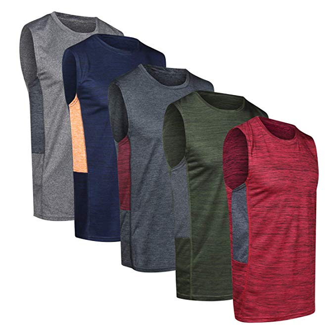 5 Pack: Men's Dry-Fit Tech Tank Top - Workout & Training Activewear
