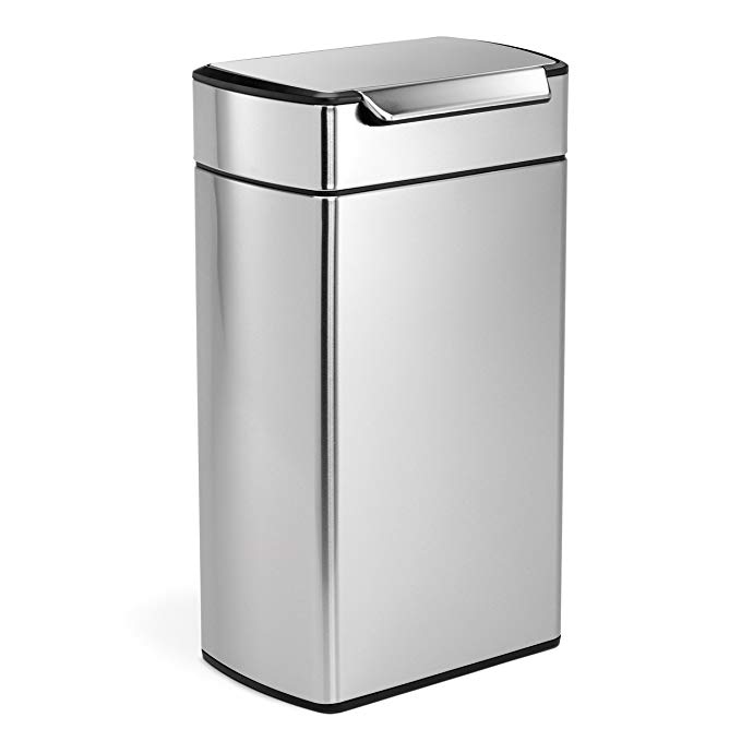 simplehuman Rectangular Touch-Bar Bin, 40 L - Fingerprint-Proof Stainless Steel