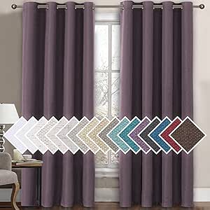 H.VERSAILTEX Linen Blackout Curtain 108 Inches Long for Bedroom/Living Room Thermal Insulated Grommet Linen Look Curtain Drapes Primitive Textured Burlap Effect Window Drapes 1 Panel - Heather Mauve