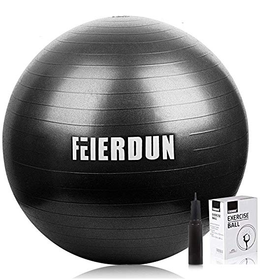 FEIERDUN Stability Exercise Ball, Yoga Ball Anti-Burst/Heavy Duty Ball Chair for Office & Home & Gym Workout