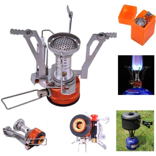 Camping Stove Sahara Sailor Portable Collapsible Outdoor Camp Stove Butane Propane Burner for Gas Canisters with Piezo Ignition