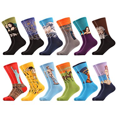 WeciBor Men's Dress Cool Colorful Novelty Funny Casual Combed Cotton Crew Socks Pack