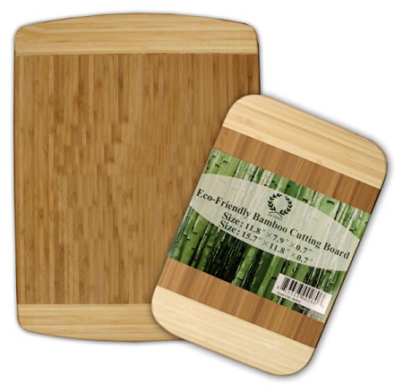 Da Vinci Natural Bamboo 2-Piece Cutting Board Set - 0.7" Thick, Large 15.7"x 11.8" and 11.8"x 7.9" Boards
