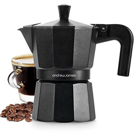 Andrew James Moka Stove Coffee Pot In Matte Black, 3 Cup