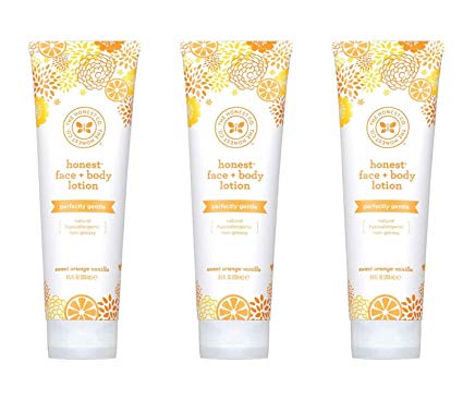 Honest Perfectly Gentle Hypoallergenic Face And Body Lotion With Naturally Derived Botanicals, Sweet Orange Vanilla, 8.5 Fluid Ounce (Pack Of 3)