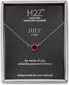Pavilion Gift Company H2Z 16222 July Ruby Birthstone Necklace with 18" Chain