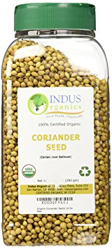 Indus Organics Indian Coriander Seeds, 10 Oz Jar, Premium Grade, High Purity, Freshly Packed