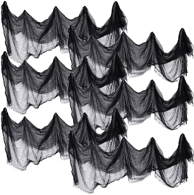 6 Pack Creepy Cloth 30 by 72 Inch, Creepy Clothing for Party Decor, Big Spooky Cloth for Halloween Home Decoration (Black)