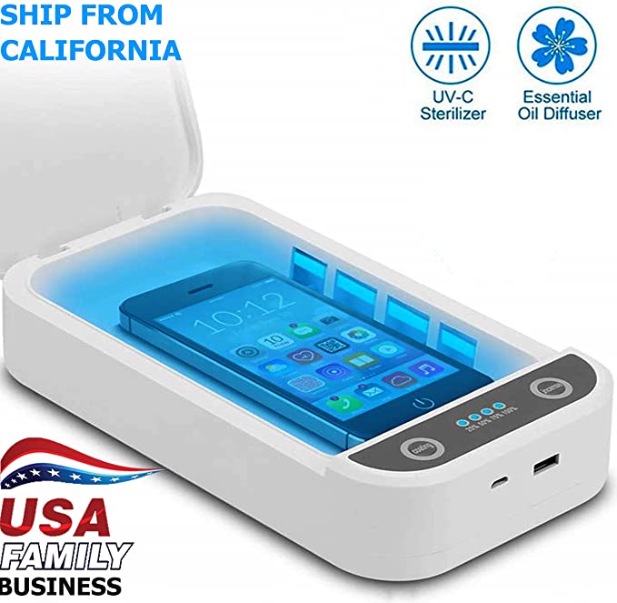 Cell Phone Sanitizer UV, Portable UV Light Smart Phone Sterilizer, Cell Phone Cleaners UV Light Sanitzier Box,Aromatherapy Function Disinfector for iOS Android Smartphones Jewelry Watch