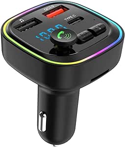 Bluetooth FM Transmitter for Car,Bluetooth Car Adapter with Dual USB Charging Car Charger MP3 Player Support TF Card