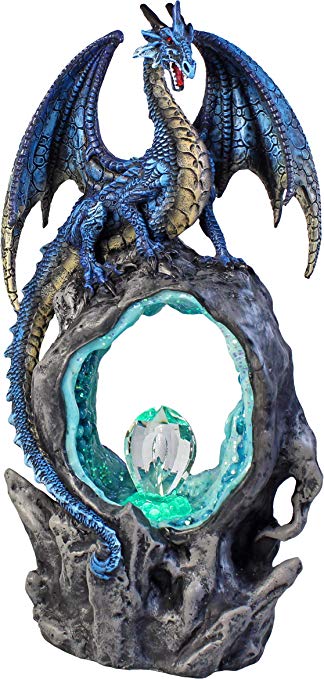 Nemesis Now Frostwing's Gateway Figurine Blue Dragon Crystal Light Up Ornament