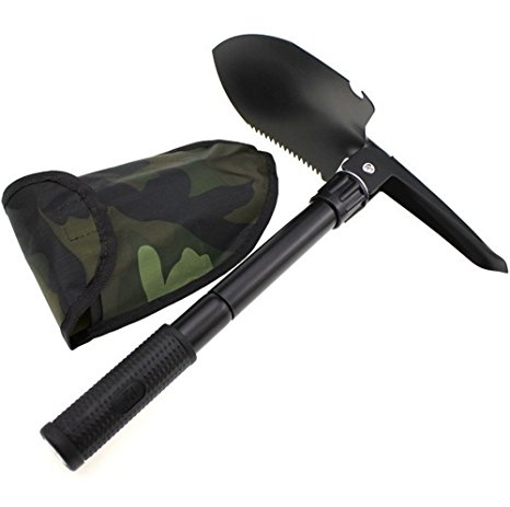 Bestwishes2u 1pcs Folding Shovel with Pickax and Bottle Opener - The Best for Gardening, Backpacking, Hiking and Camping