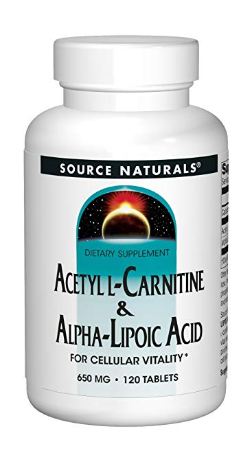 Source Naturals Acetyl L-Carnitine & Alpha-Lipoic Acid 650mg- 120 Tablets