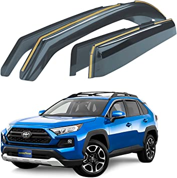 Goodyear Shatterproof in-Channel Window Deflectors for Toyota RAV4 2019-2022, Rain Guards, Window Visors for Cars, Vent Deflector, Car Accessories, 4 pcs - GY003431LPf2