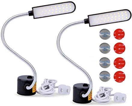 EVISWIY Sewing Machine Light LED Lighting (30LEDs) 6 Watt Multifunctional Flexible Gooseneck Arm Work Lamp with Magnetic Mounting Base for Workbench Lathe Drill Press 2 Pack