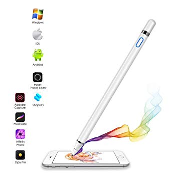 Active Stylus Pen, Capacitive Stylus Pen with 1.5mm Ultra Fine Tip Compatible for iPad iPhone Samsung Tablets, Touchscreen,Good for Drawing and Writing
