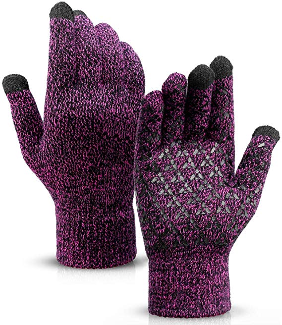 Winter Gloves for Women Knitted Touchscreen Gloves, Windproof, Thermal Soft Wool Lining, Smartphone Gloves