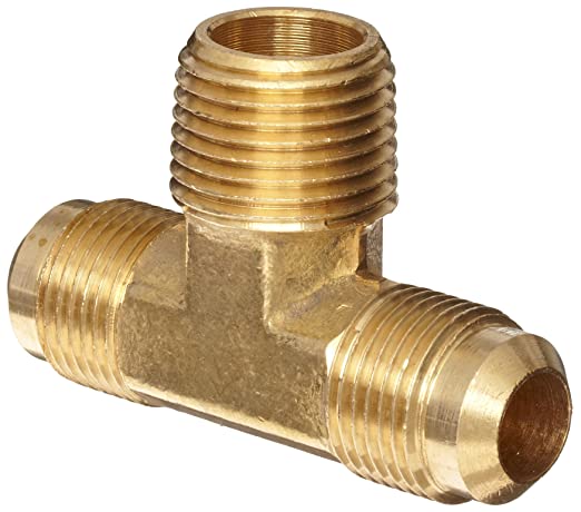 Anderson Metals - 54045-0604 Brass Tube Fitting, Tee, 3/8" Flare x 3/8" Flare x 1/4" Male Pipe