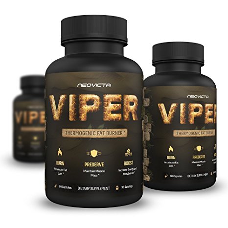Best Fat Burner - Thermogenic Fat Burning Supplement for Men and Women - VIPER by Neovicta - Weight Loss Solution Containing Green Tea, Raspberry Ketones & Yohimbe - 2 Month Supply