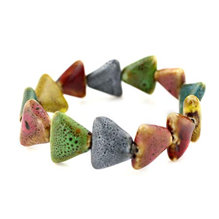 Wansan Ceramic Bracelet Colorful Elastic Handmade Simple Ethnic Style Hand Chain Triangle