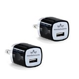 2 Pack USB Wall ChargeriPhone 6 Charger 1Amp USB Power Adapter With Easy Grip for Apple iPhone Samsung Nokia LG HTC by MobileZoneInfo Black