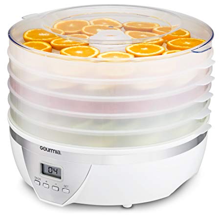 Gourmia GFD1550 Food Dehydrator with Digital Temperature Settings, Five Nesting Tray Drying System for Beef Jerky, Fruits and More, BPA Free Plus Free Recipe Book