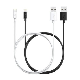 [Apple MFi Certified] [2-Pack] Anker 3ft / 0.9m Premium Lightning to USB Cable with Ultra Compact Connector Head for iPhone, iPod and iPad (White and Black)