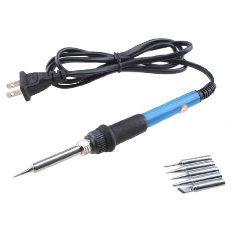 AGPtEK 60W 110V Pencil Type Adjustable Electric Temperature Gun Welding Soldering Iron Tool with 5 Piece Solder Iron Tips Kit