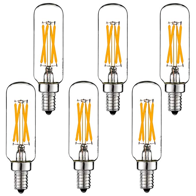 LiteHistory E12 led bulb Dimmable 4W equal 40W led candelabra bulb daylight 5000K clear T6 T25 E12 edison bulb for ceiling fan light bulbs,chandelier light bulbs AC120V 400LM E12 candelabra bulb 6Pack