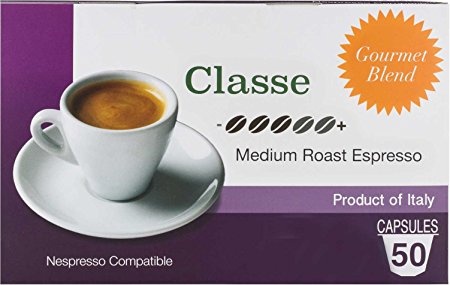 Nespresso Capsules (Compatible) - Coffee From Italy - By Mixpresso (50 Capsules, Classe: Medium)