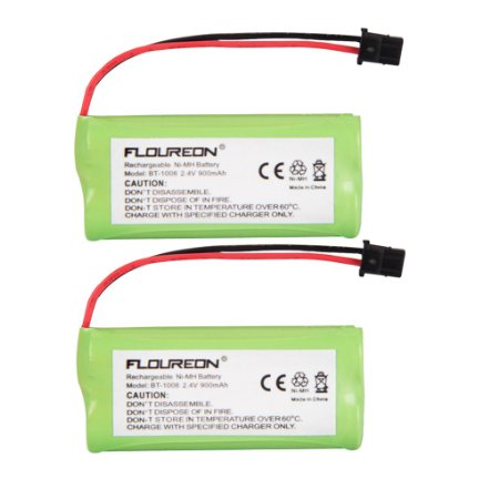 2 Packs Floureon 2.4V 900mAh Rechargeable Cordless Phone Telephone batteries for Uniden BT-1008