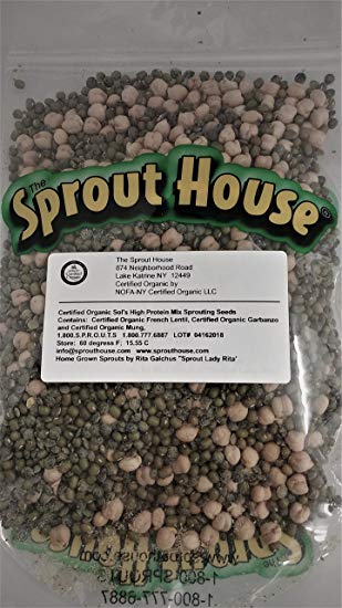 The Sprout House Sol's High Power Protein Mix 1lb Non-gmo Certified Organic Sprouting Seeds Mung Lentil Garbanzo