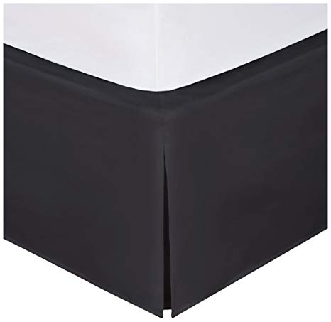 Magic Skirt Tailored Bedskirt, Never Lift Your Mattress, Classic 14” drop length, Pleated Styling, Twin, Black