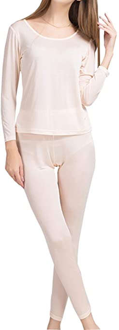 METWAY Women's Silk Long Johns |Silk Thermal Underwear Sets|Winter Silk Long Underwear