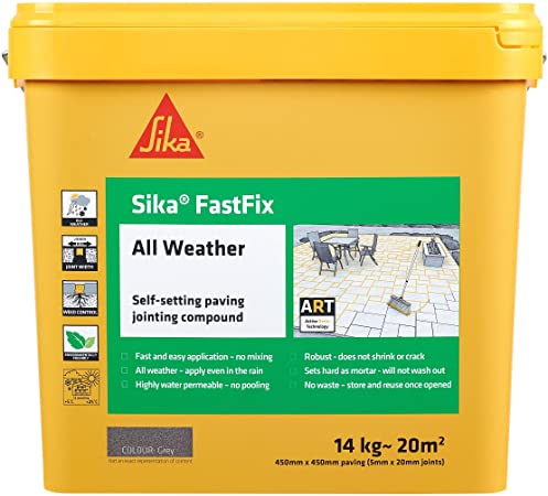 Sika FastFix All Weather Self-Setting Paving Jointing Compound, Grey, 14 kg - 20 sq.m