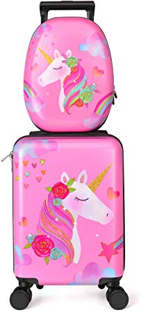Kids Luggage Unicorn Suitcase for Girls - Toddler Luggage Childrens Luggage for Girls With Wheels