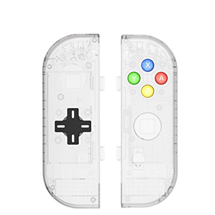 BASSTOP Translucent NS Joycon Handheld Controller Housing With D-Pad Button DIY Replacement Shell Case for Nintendo Switch Joy-Con (L/R) Without Electronics (Joycon D-Pad-Matte Clear)