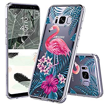 Galaxy S8 Case, Clear Galaxy S8 Case, MOSNOVO Tropical Flamingo Clear Design Printed Transparent Plastic Hard Case with TPU Bumper Protective Back Phone Case Cover for Samsung Galaxy S8 (2017)